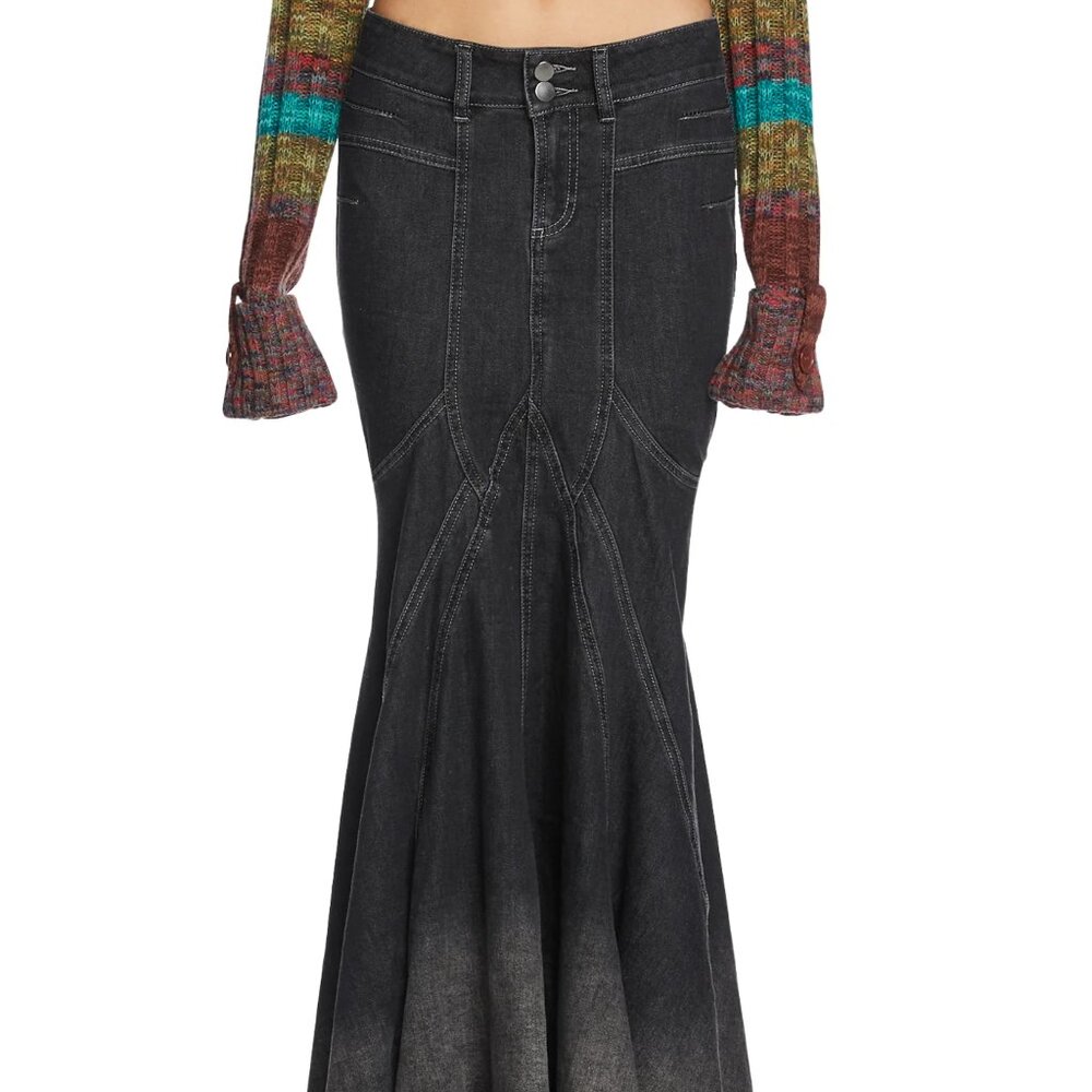 Current Mood Denim Mermaid Maxi Skirt